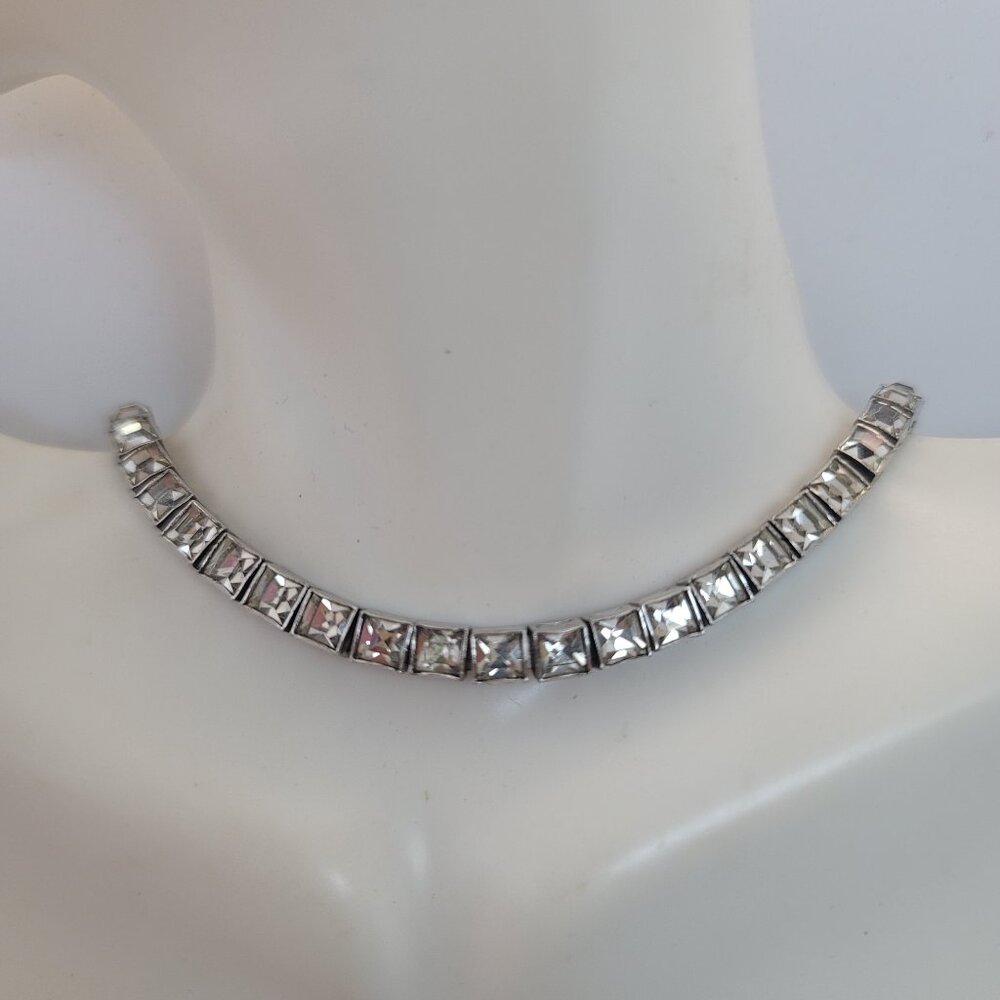 Antique Art Deco Sterling & Paste Choker Signed Dorsons